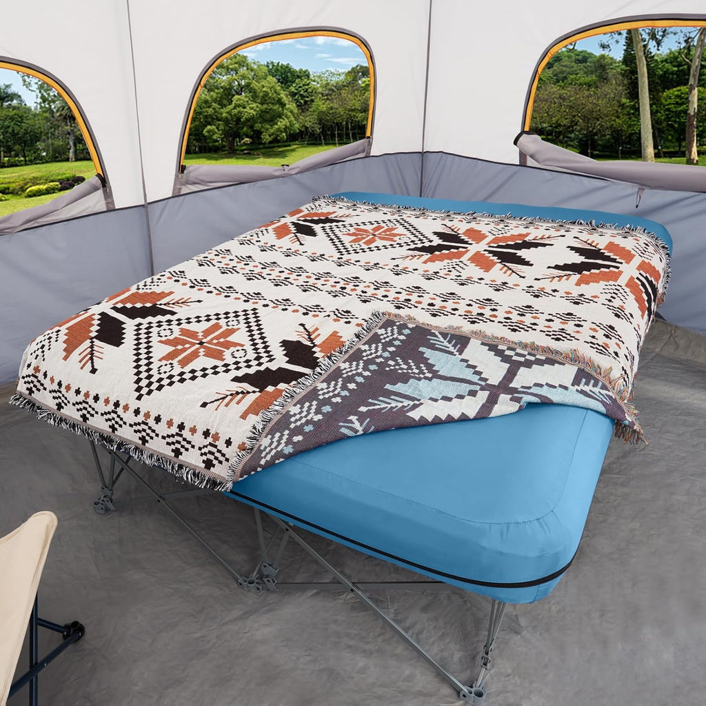 Foldable camping bed, equipped with an inflatable mattress and a portable bag, suitable for outdoor trips, camping, and beach vacations (excluding the inflatable pump)