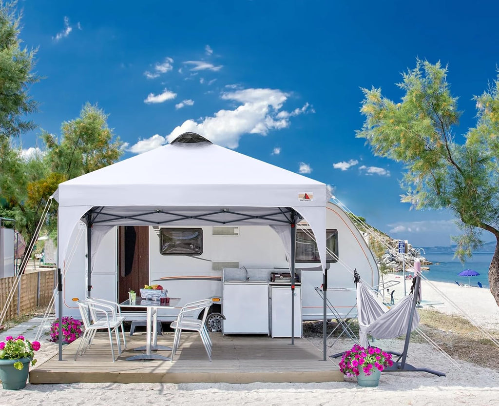 Outdoor retractable sunshade tent (10x10) camping sun shelter series, grey version