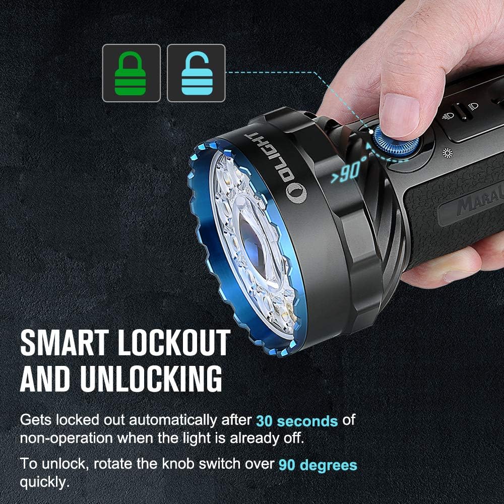 2 rechargeable handheld flashlights with 14000 lumens ultra-bright light and 3 times built-in battery pack for home, outdoor and emergency use.