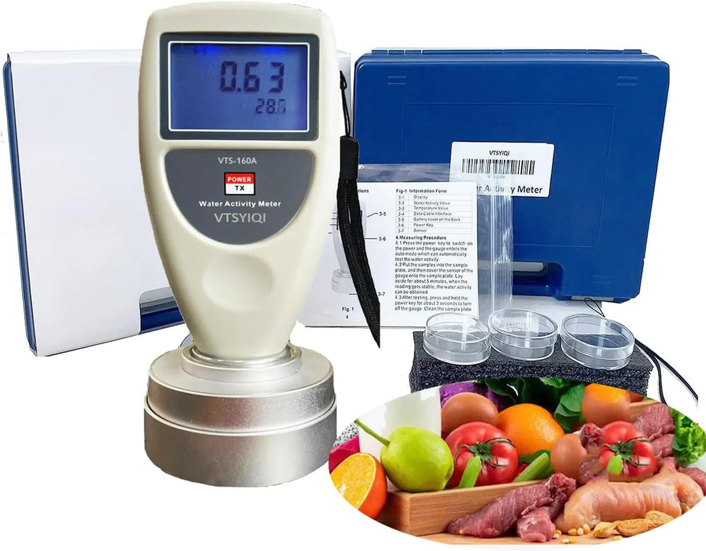 Water Activity Meter Food AW Tester Monitor Water Analyzer for Grain Fruits Vegetables Breads Biscuits Cakes Puffed Food 6 bit Backlight Digital Display