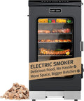 30" Electric Smoker, Outdoor Smoker with Glass Door & Meat Thermometer, 725 Sq Inch Large Capacity, 4 Detachable Racks for Backyard BBQ, Party, Outdoor Cooking Night Blue