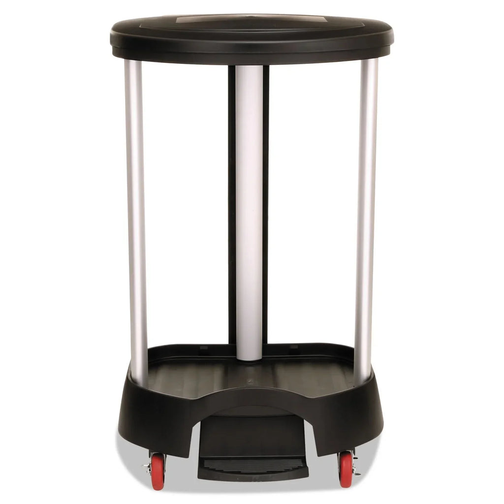 Administrative series floor-standing clothing storage basket / laundry basket, with front locking casters, capacity 30 gallons, black, without handle cover, suitable for hospitals / medical laboratories / commercial premises