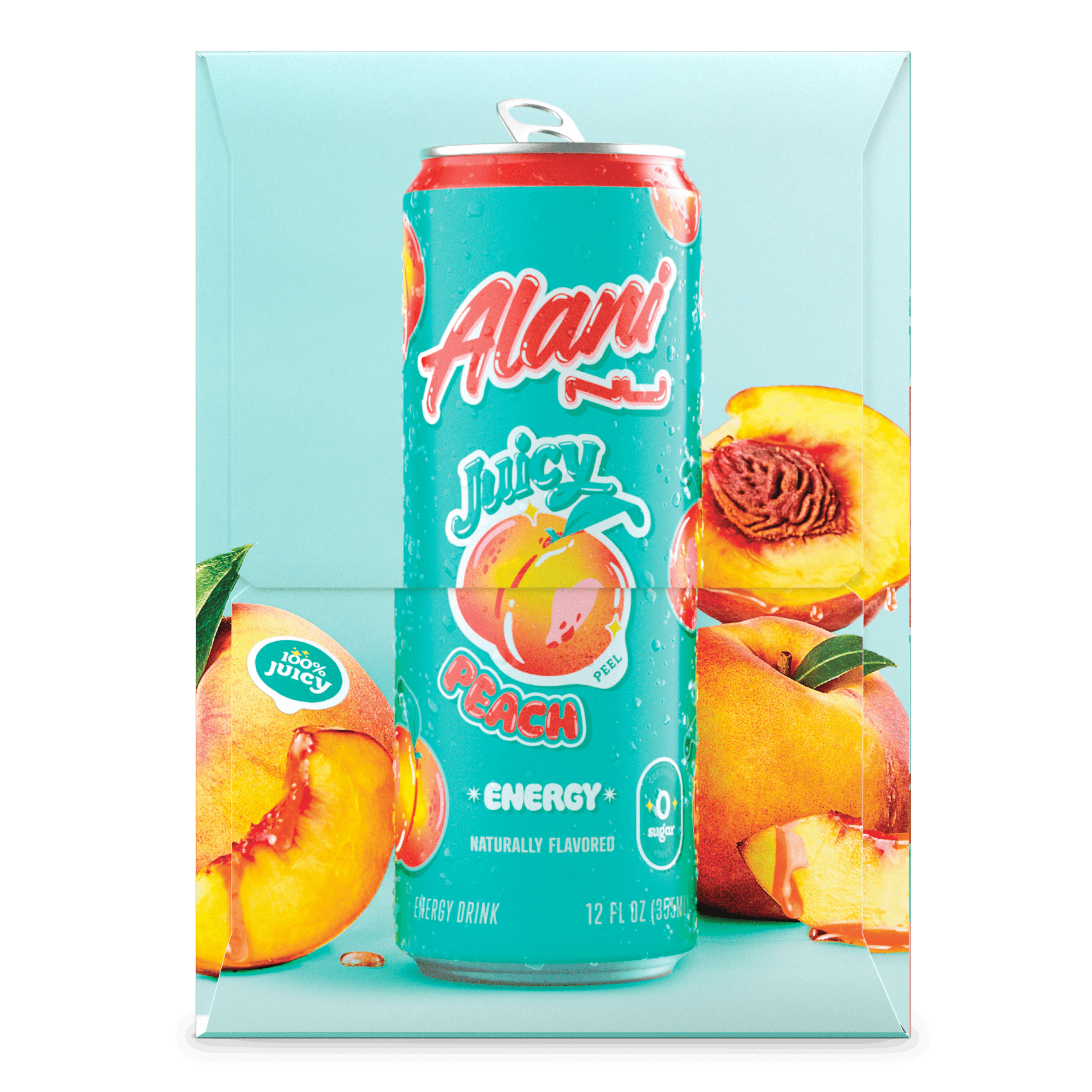 Sugar-Free Energy Drink, Juicy Peach, 12 fl oz-Pack Of 4