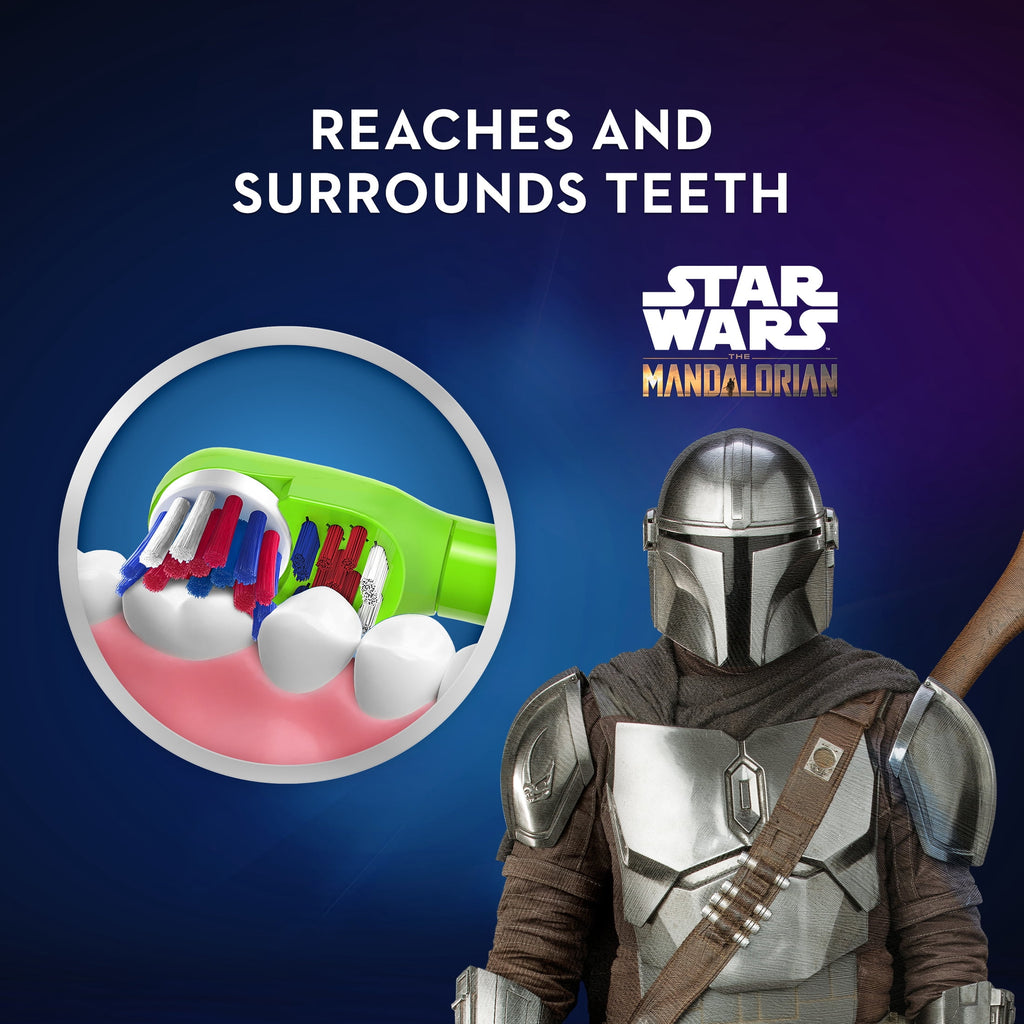 Kids Toothbrush, Battery Toothbrush Featuring Lucasfilm's Mandalorian, Full Head, Soft, for 3+