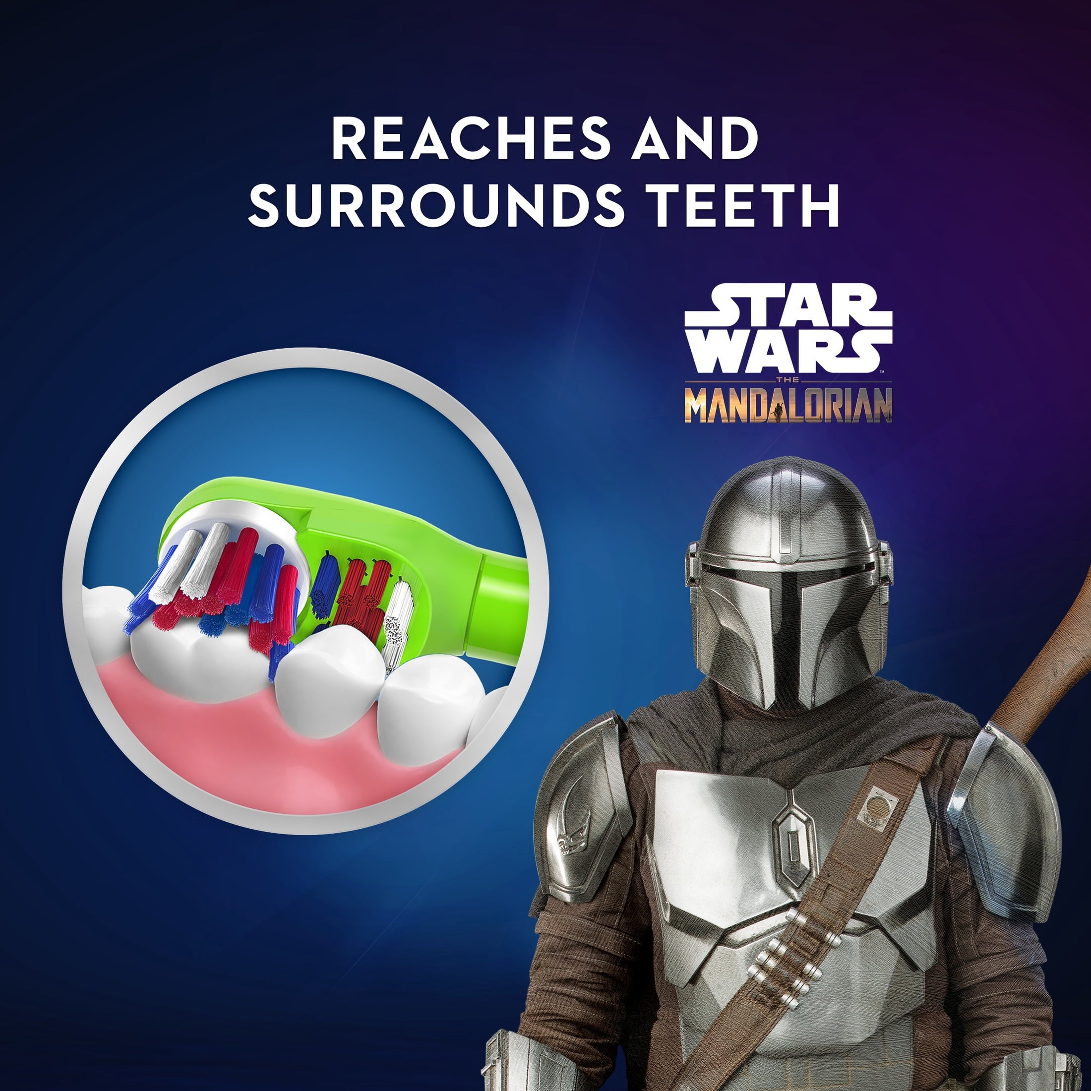 Kids Toothbrush, Battery Toothbrush Featuring Lucasfilm's Mandalorian, Full Head, Soft, for 3+