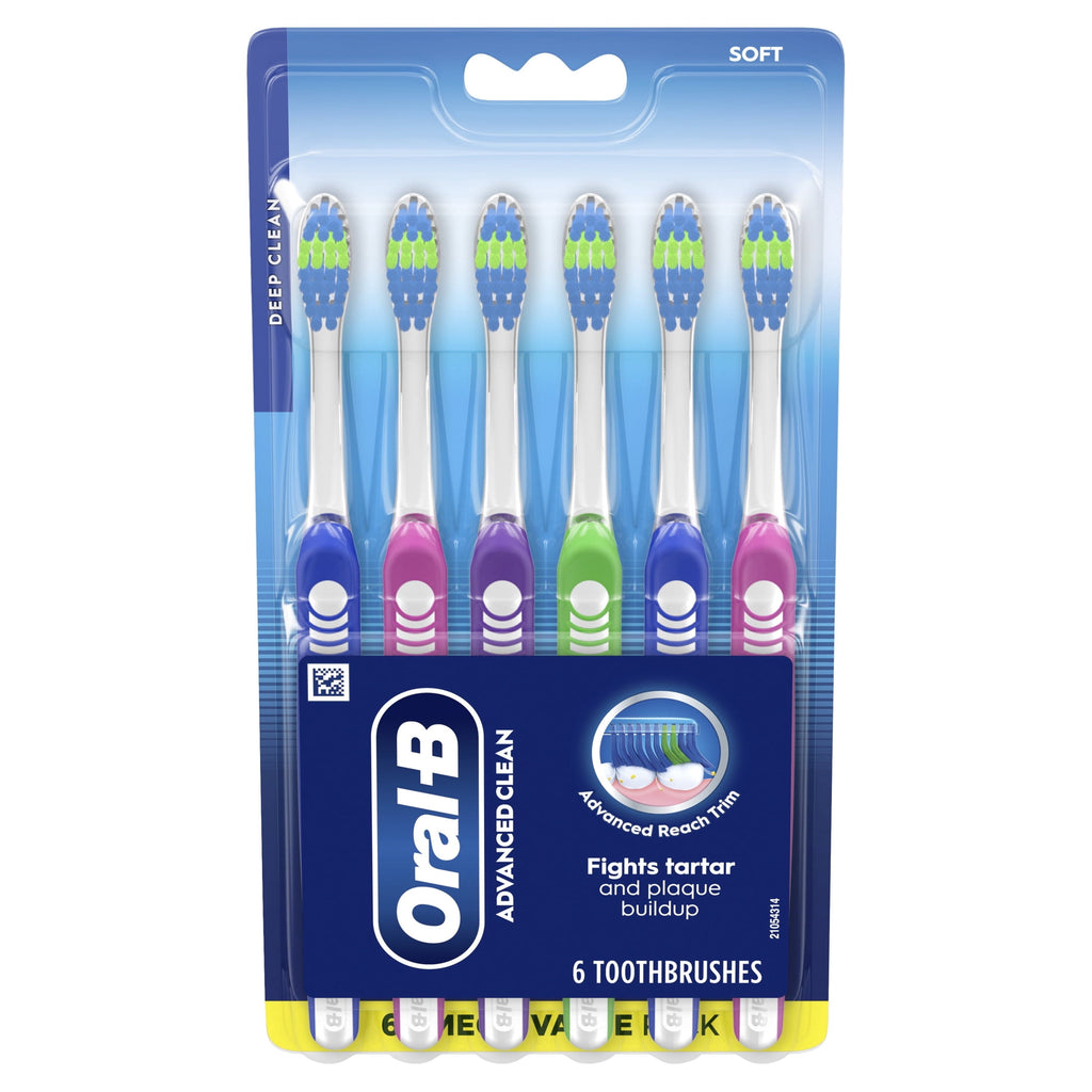 Toothbrush, Toothbrush Pack, Advanced Clean Toothbrush, Color-Changing Bristles, Soft, 6 Count