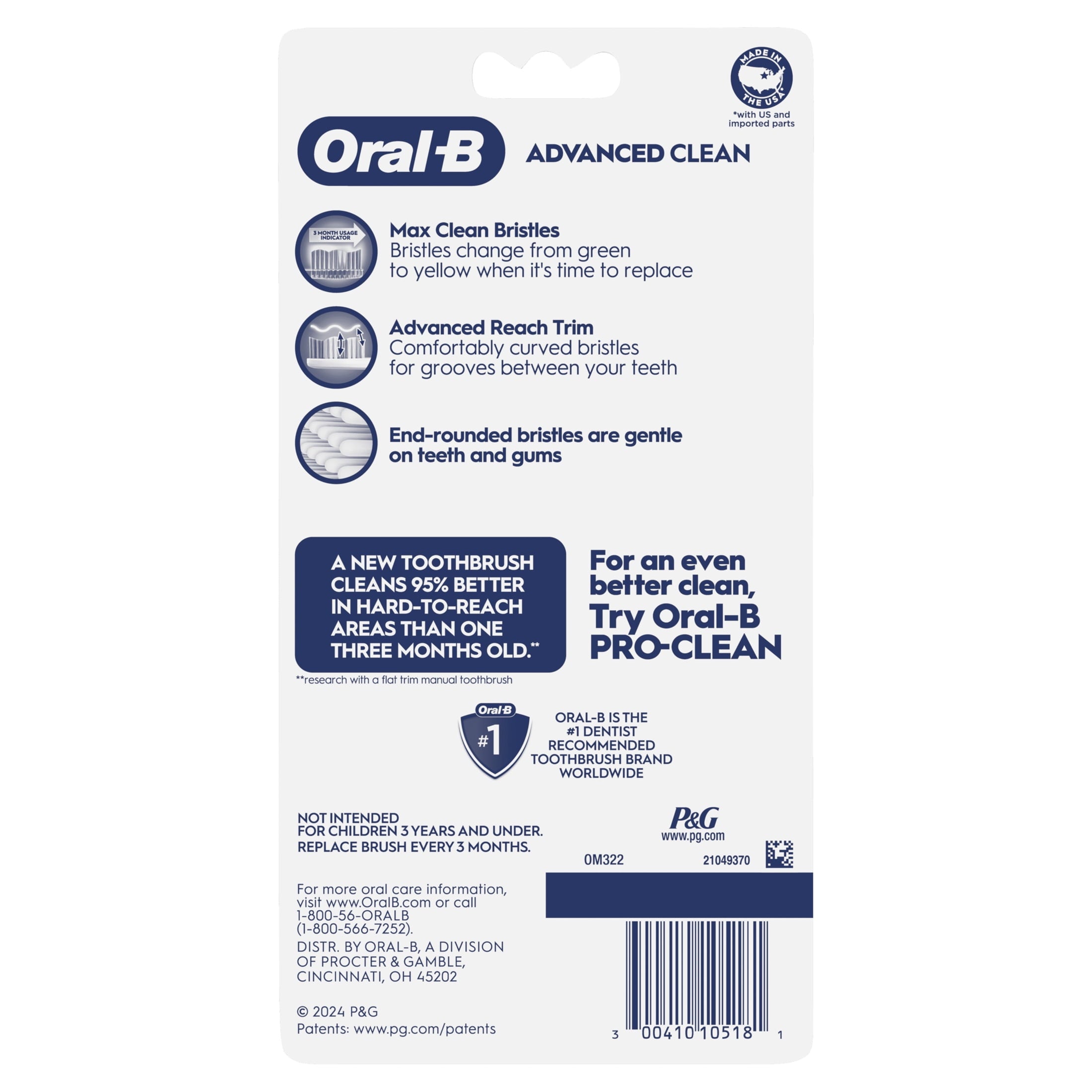 Toothbrush, Toothbrush Pack, Advanced Clean Toothbrush, Color-Changing Bristles, Soft, 6 Count