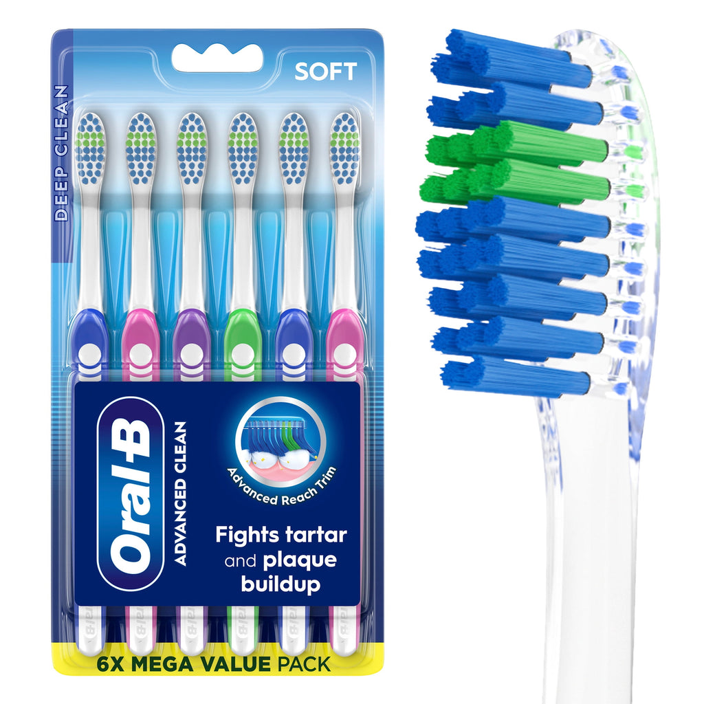 Toothbrush, Toothbrush Pack, Advanced Clean Toothbrush, Color-Changing Bristles, Soft, 6 Count