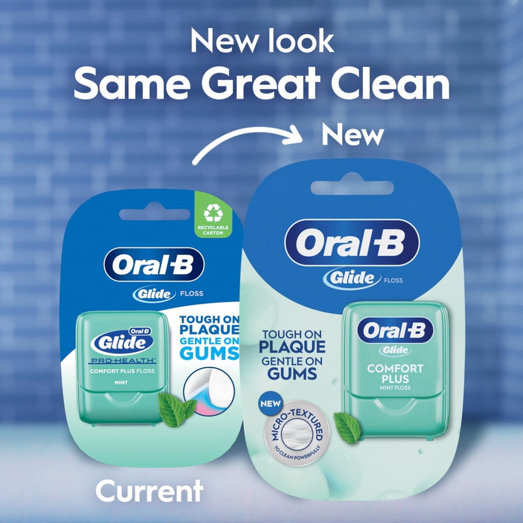 2 Pk  Glide comfort plus Comfort Plus Dental Floss, Mint, 43.7 yd (40 m) Ea