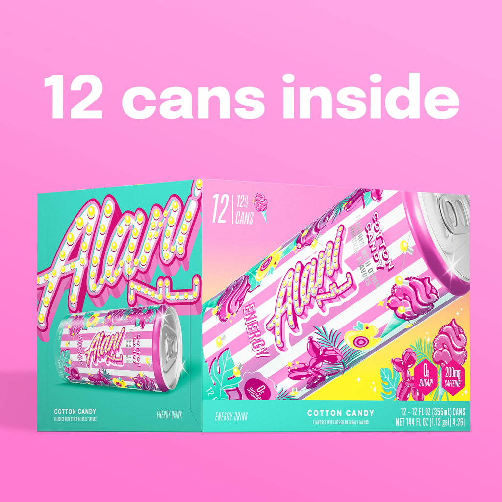 Sugar Free Energy Drink,Cotton Candy, 12 fl oz, 12 Pack, Cans, 200mg Caffeine