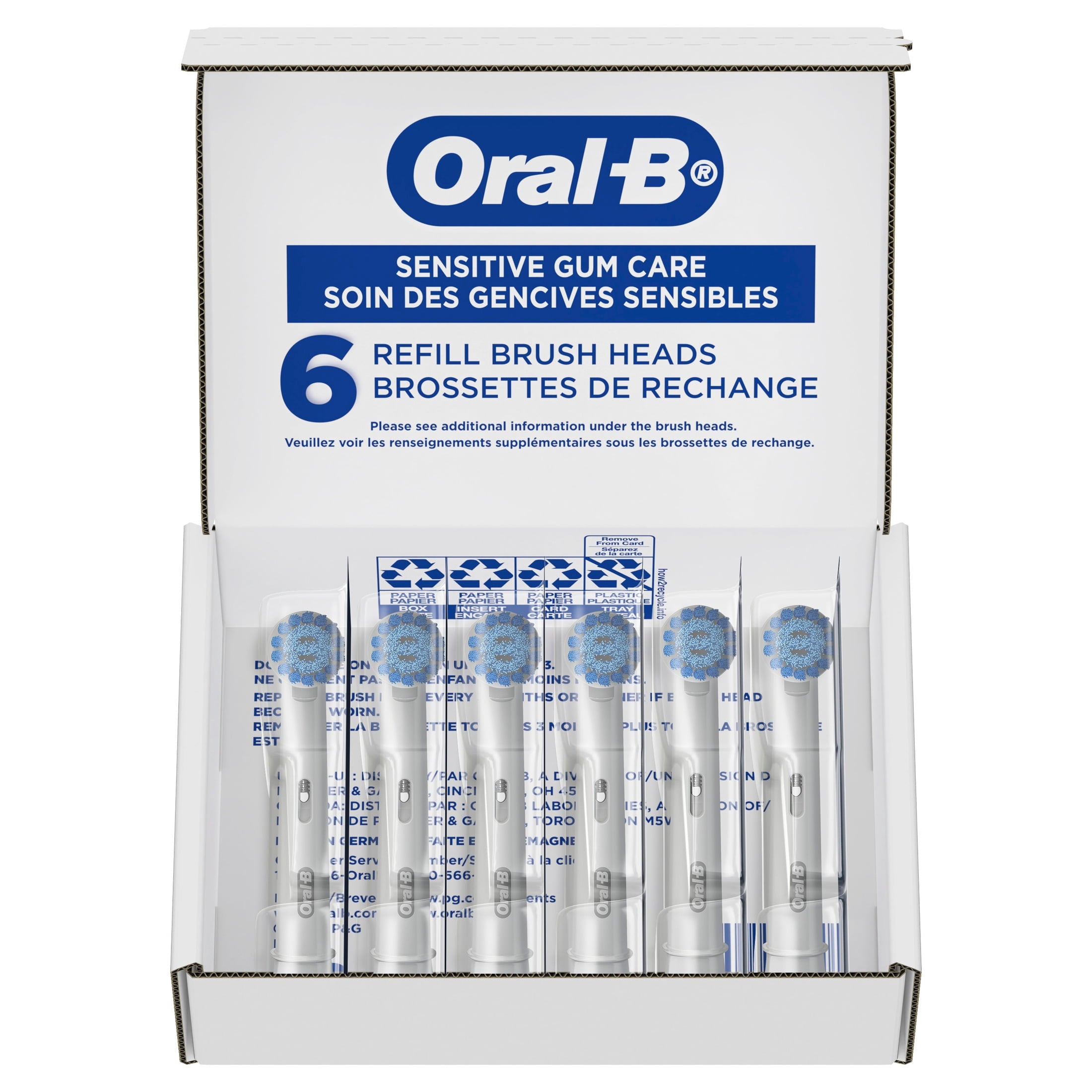 Toothbrush Heads, Sensitive Gum Care Electric Toothbrush Replacement Brush Heads, 6 Count