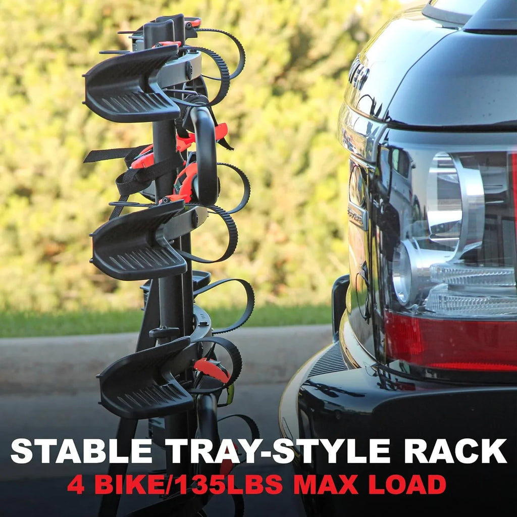 Rack - MAX Mounting Bracket Tray - Suitable for SUVs, trucks, and vans - 4 bicycle mounting brackets for seats - Foldable, with locking arms, 2-inch receiver - 1 bracket