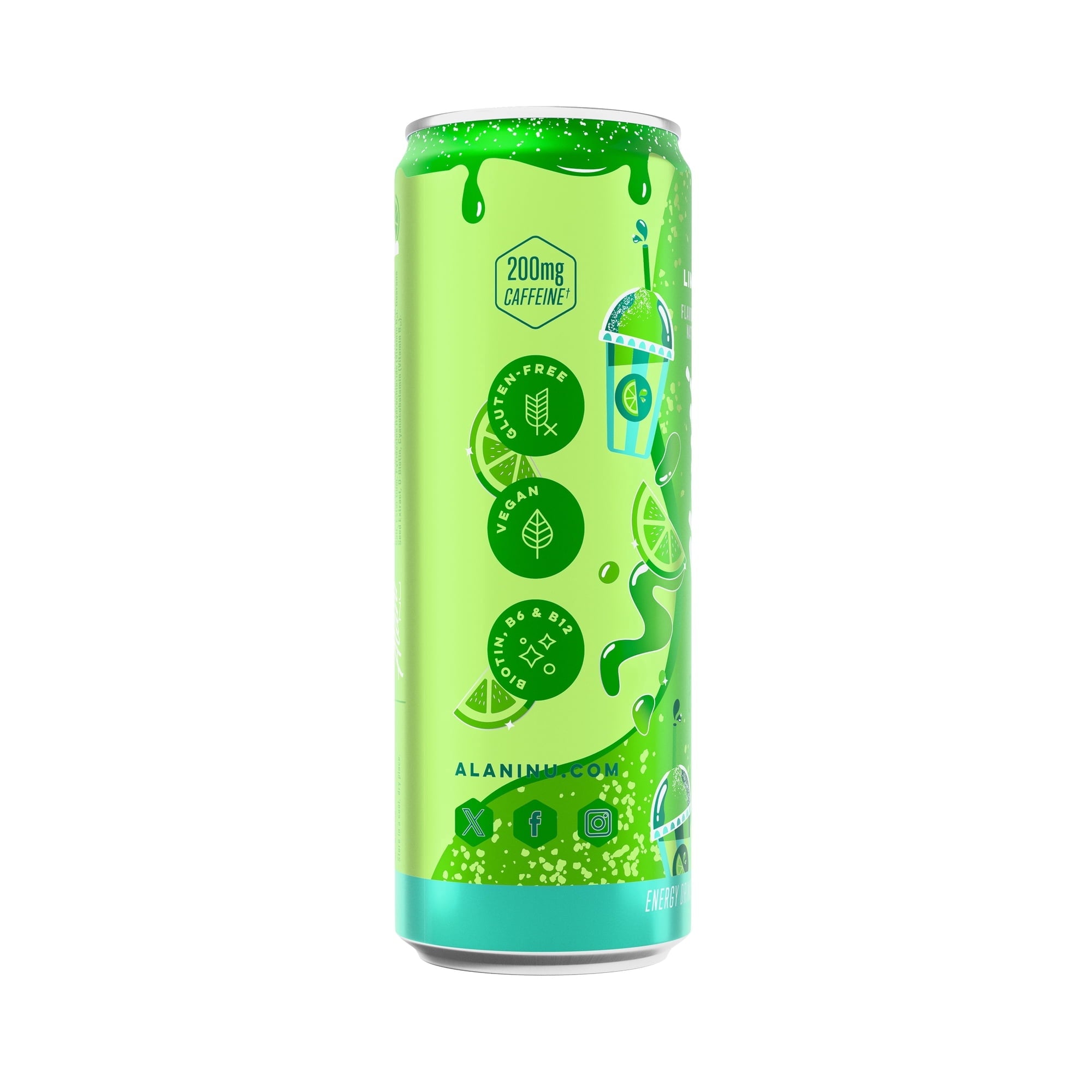 Energy Drink, Lime Slush Flavor, 12 fl oz Cans, 6-Pack