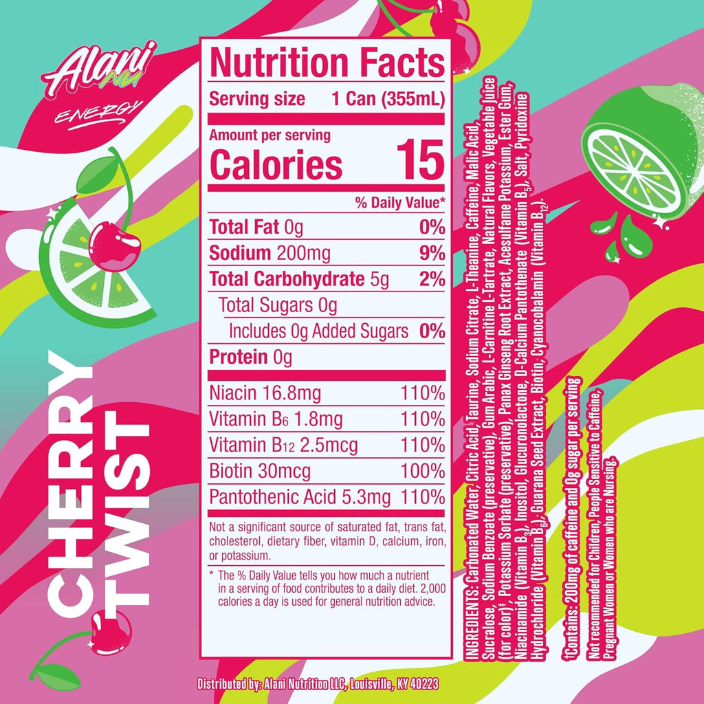 Energy Drink Cherry Twist, 12oz Cans, 6-Pack