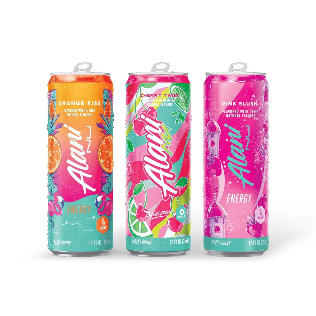 Energy Drink 12 oz (3‑Pack) – Cherry Twist, Pink Slush &amp; Orange Kiss