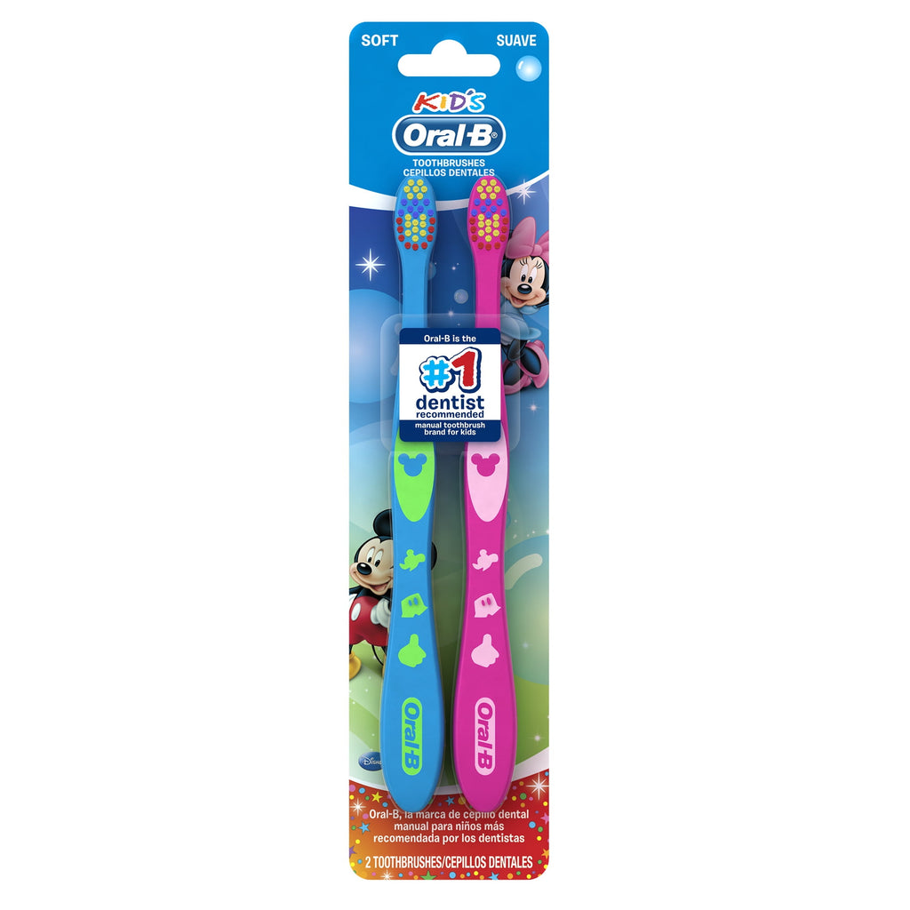 Kids Disney's Mickey and Minnie Soft Bristle Manual Toothbrush, 2 Count