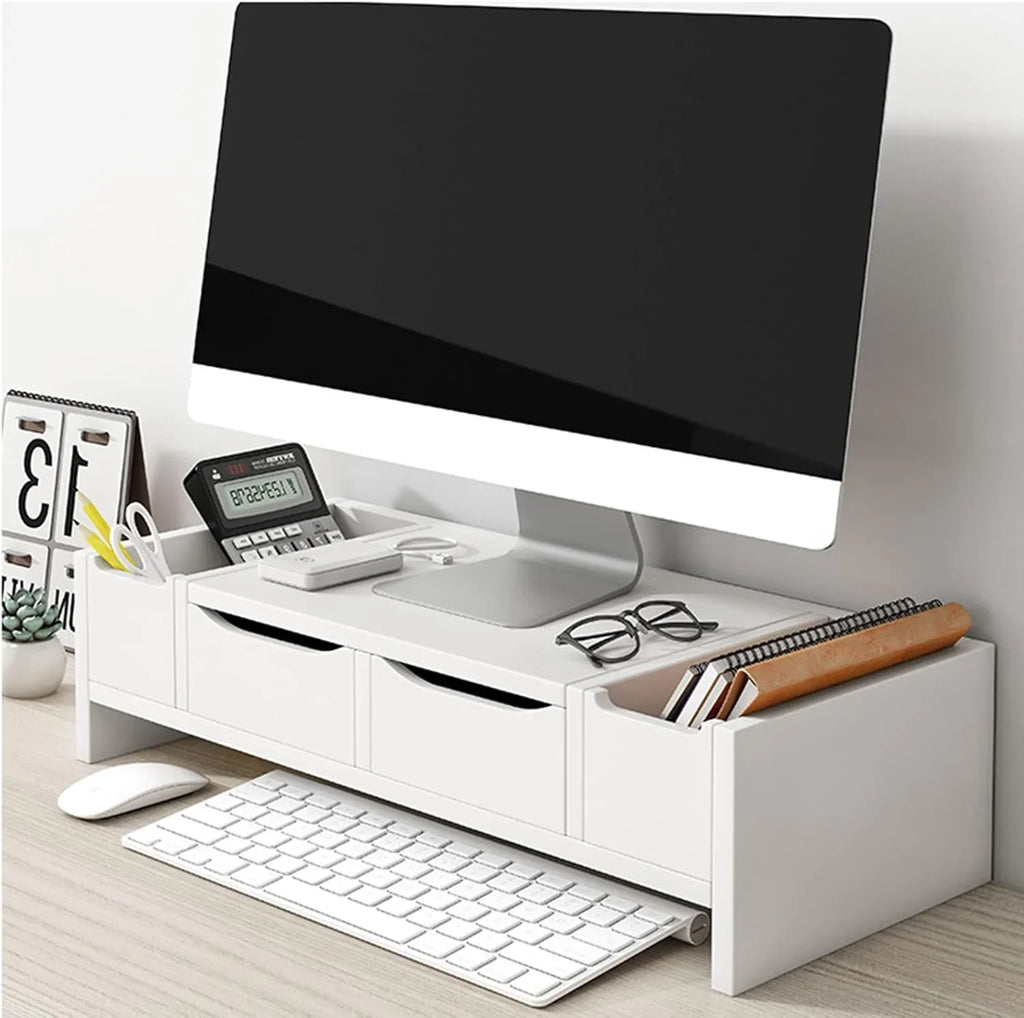 Floating TV Stand - Modern Furniture - Floating TV Stand with Drawers - Wooden Wall-mounted Cabinet Unit with Drawers - Double-layer Computer and TV Space Organizer台