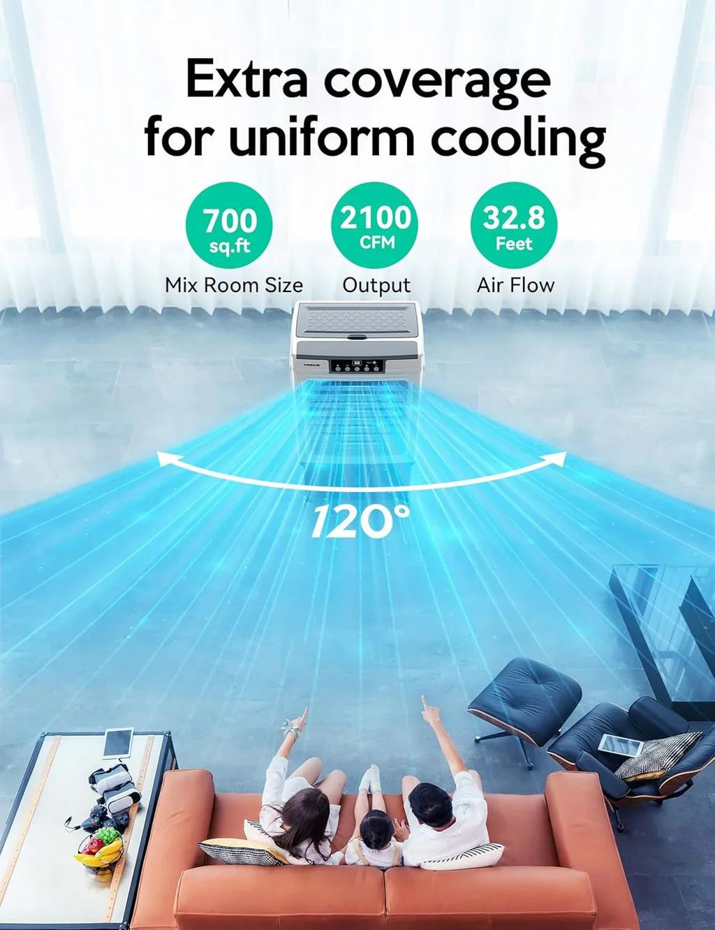 Evaporative Cooler, Air Cooler, 120°Oscillation Swamp Cooler with Remote Control, 24H Timer, 3 Wind Speeds for Outdoor Indoor Use,8 Gallon