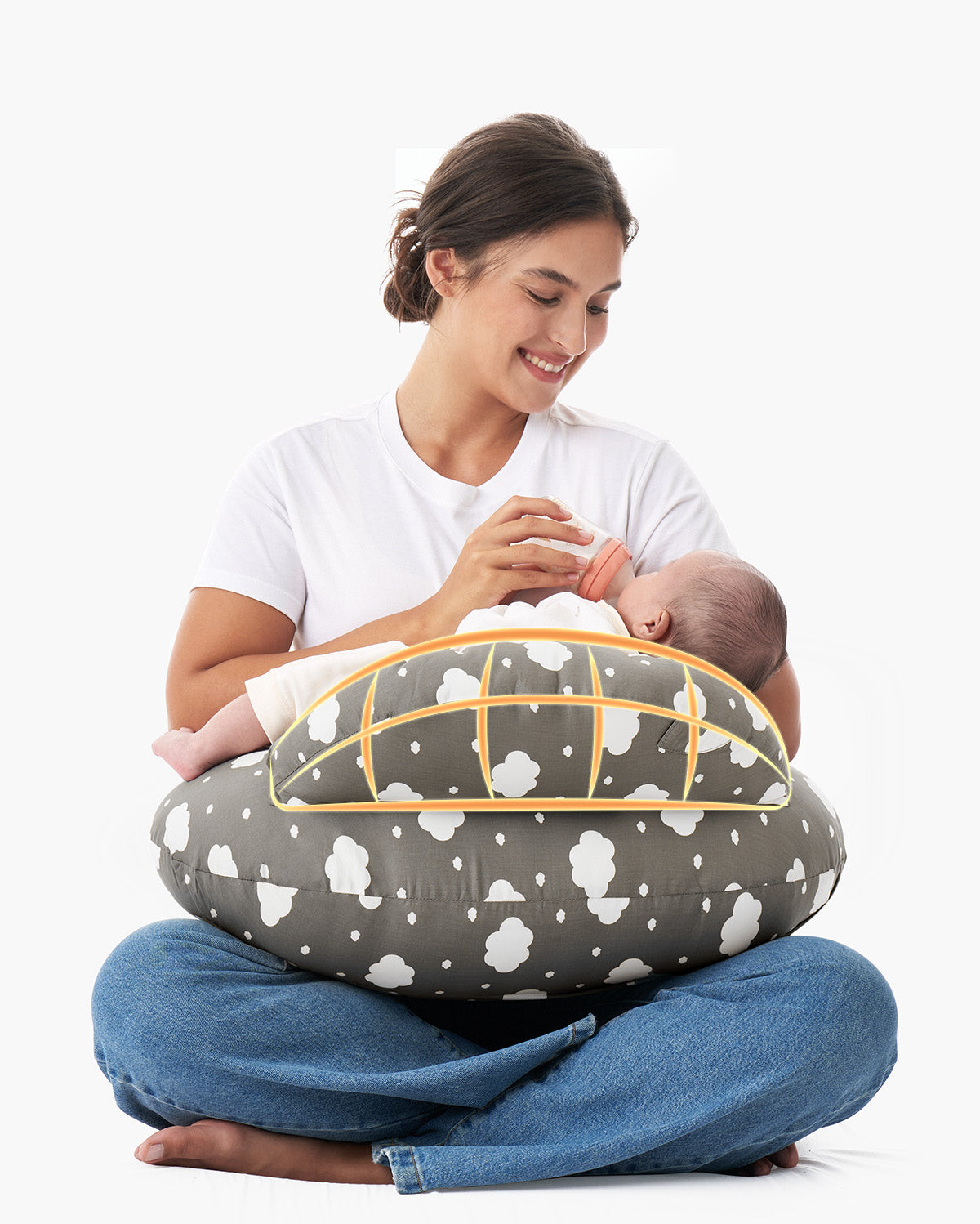 Multifunctional and Adjustable Nursing Pillow - Light Pink