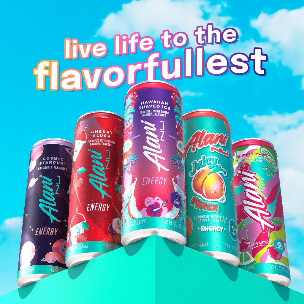 Sugar Free Energy Drink, Variety Pack, Cherry Slush, Juicy Peach, Hawaiian Shaved Ice, 12 fl oz, 12 Pack, Cans, 200mg Caffeine