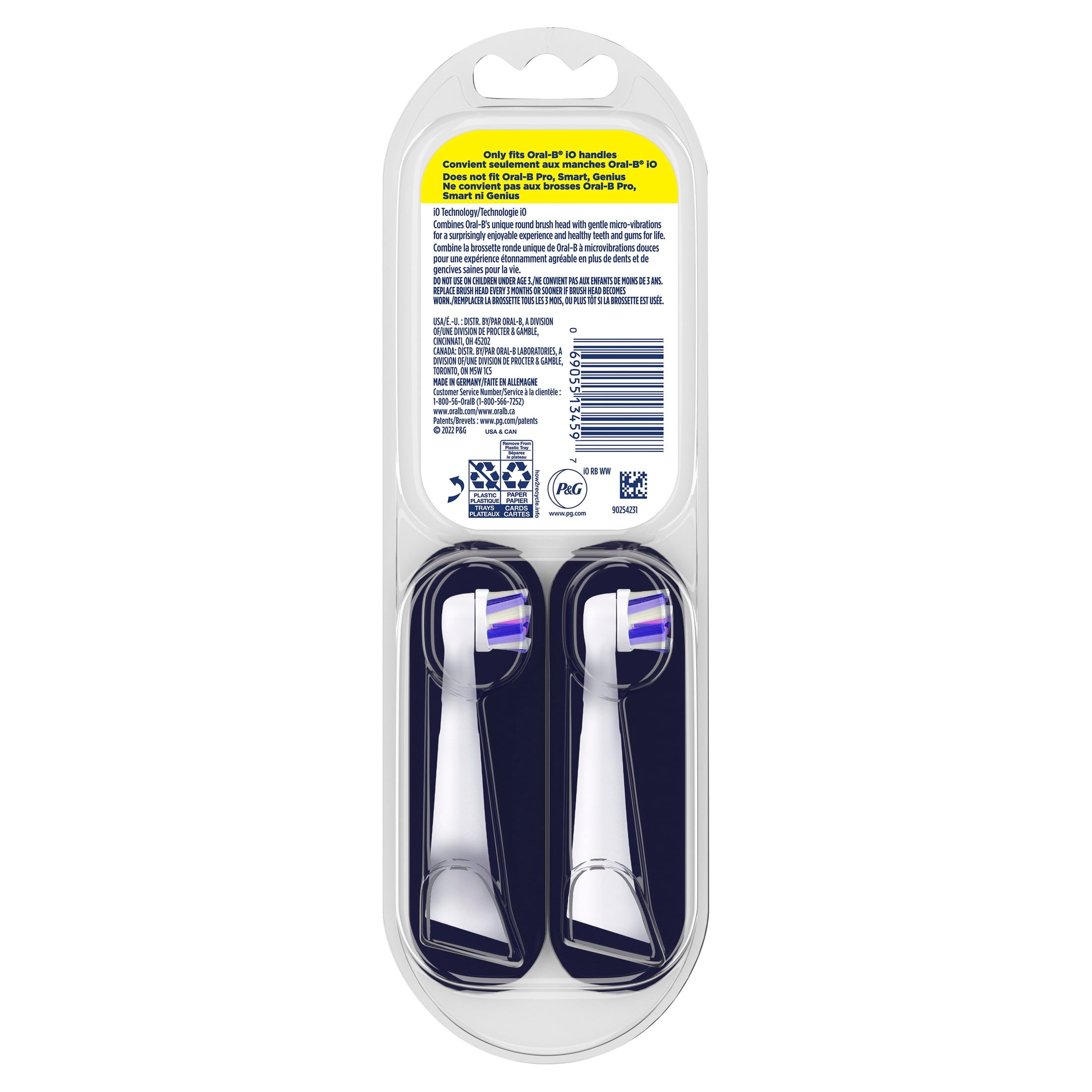 iO Ultimate White Replacement Brush Heads, White, 2 count