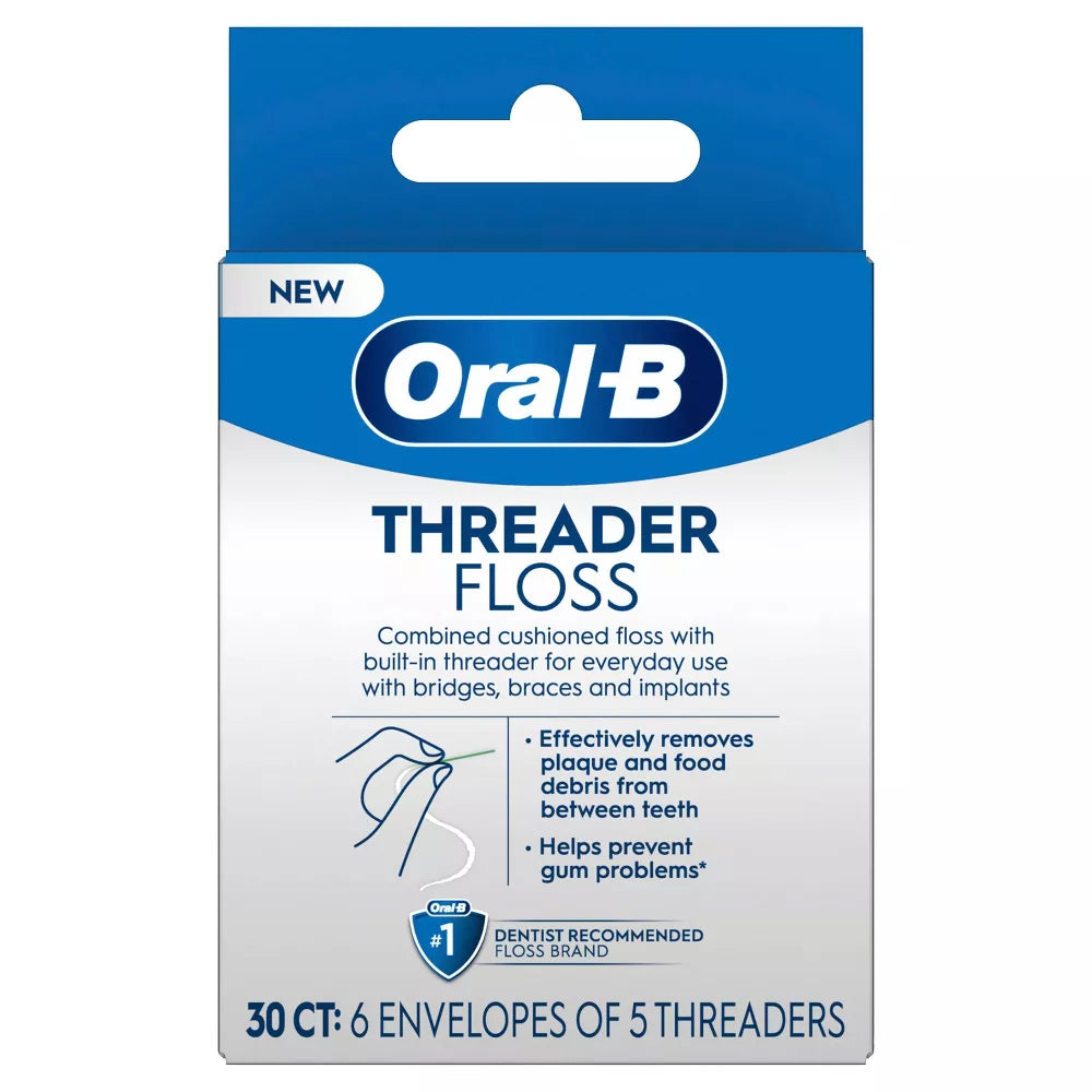 ProHeath Stiff Threader Tip Floss Resistant, 30ct, - 4 Pack