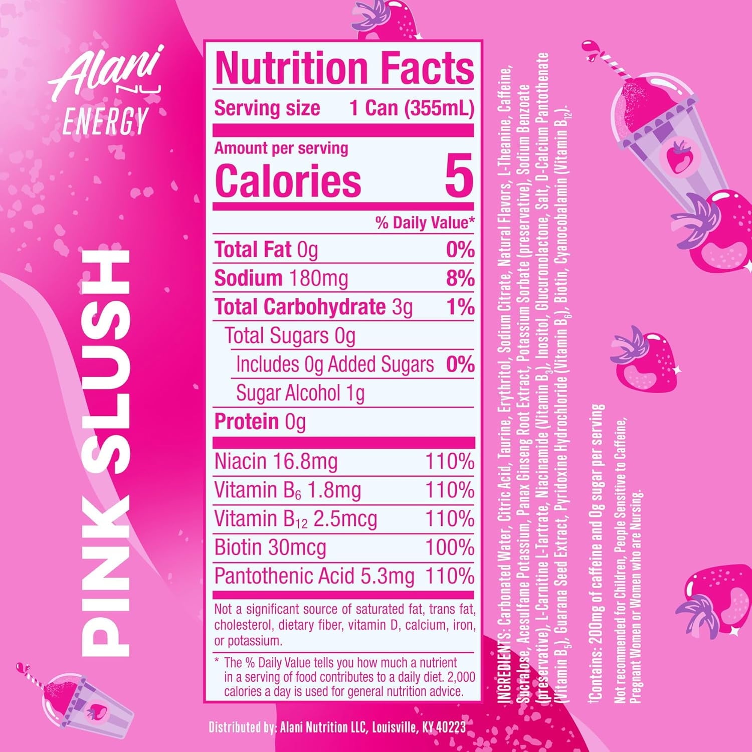 Energy Drink Pink Slush, 12oz Cans, 6-Pack