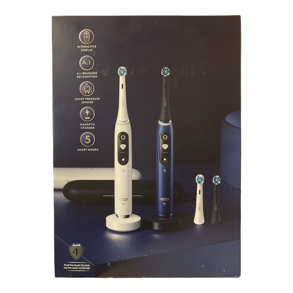 iO Series 7 Electric Toothbrush, Sapphire Blue &amp; White Alabaster (2 Pack)