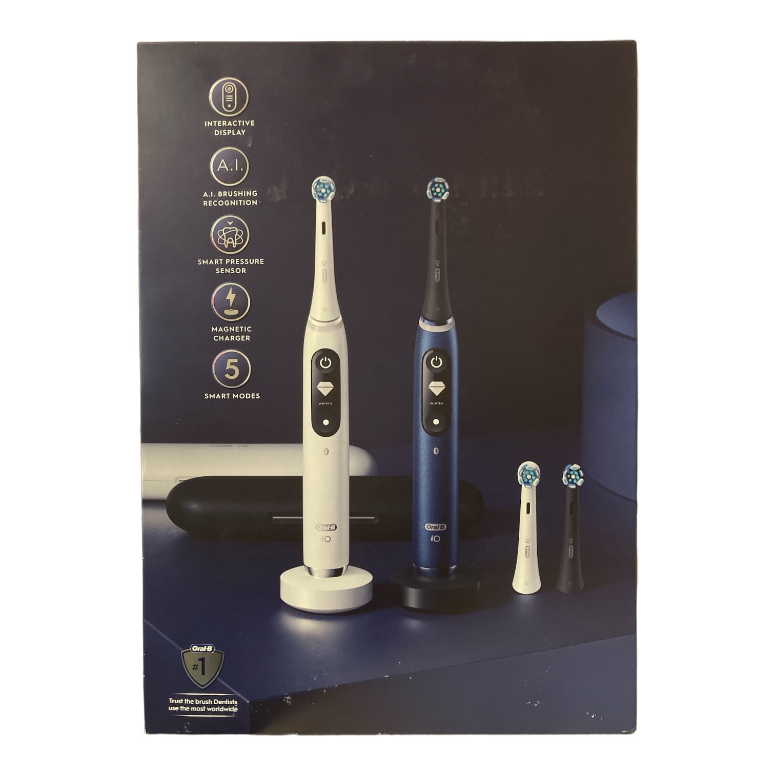 iO Series 7 Electric Toothbrush, Sapphire Blue &amp; White Alabaster (2 Pack)