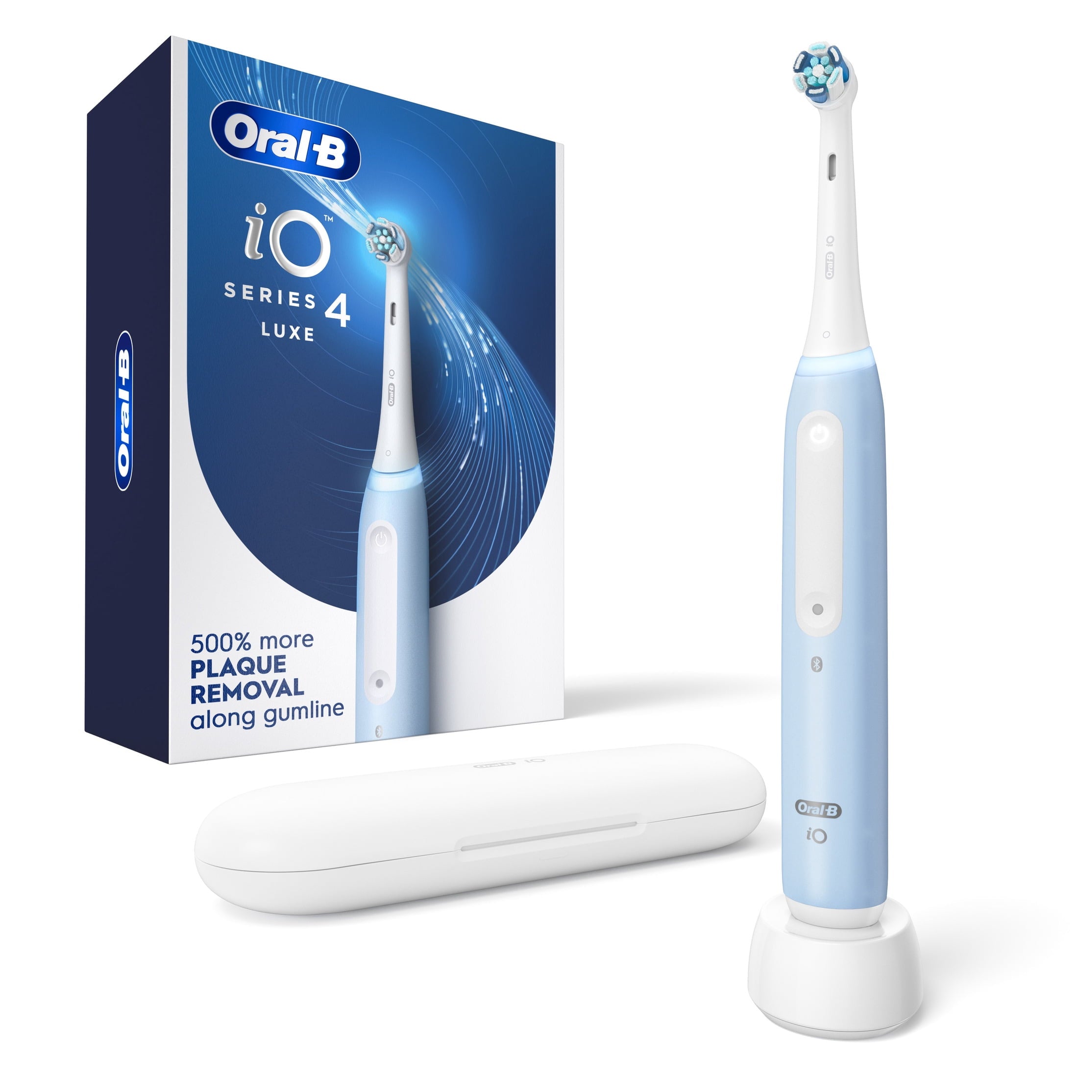 ‑B Toothbrush, iO Series 4 Rechargeable Electric Toothbrush for &amp; Kids 3+, Icy Blue, Compact Head