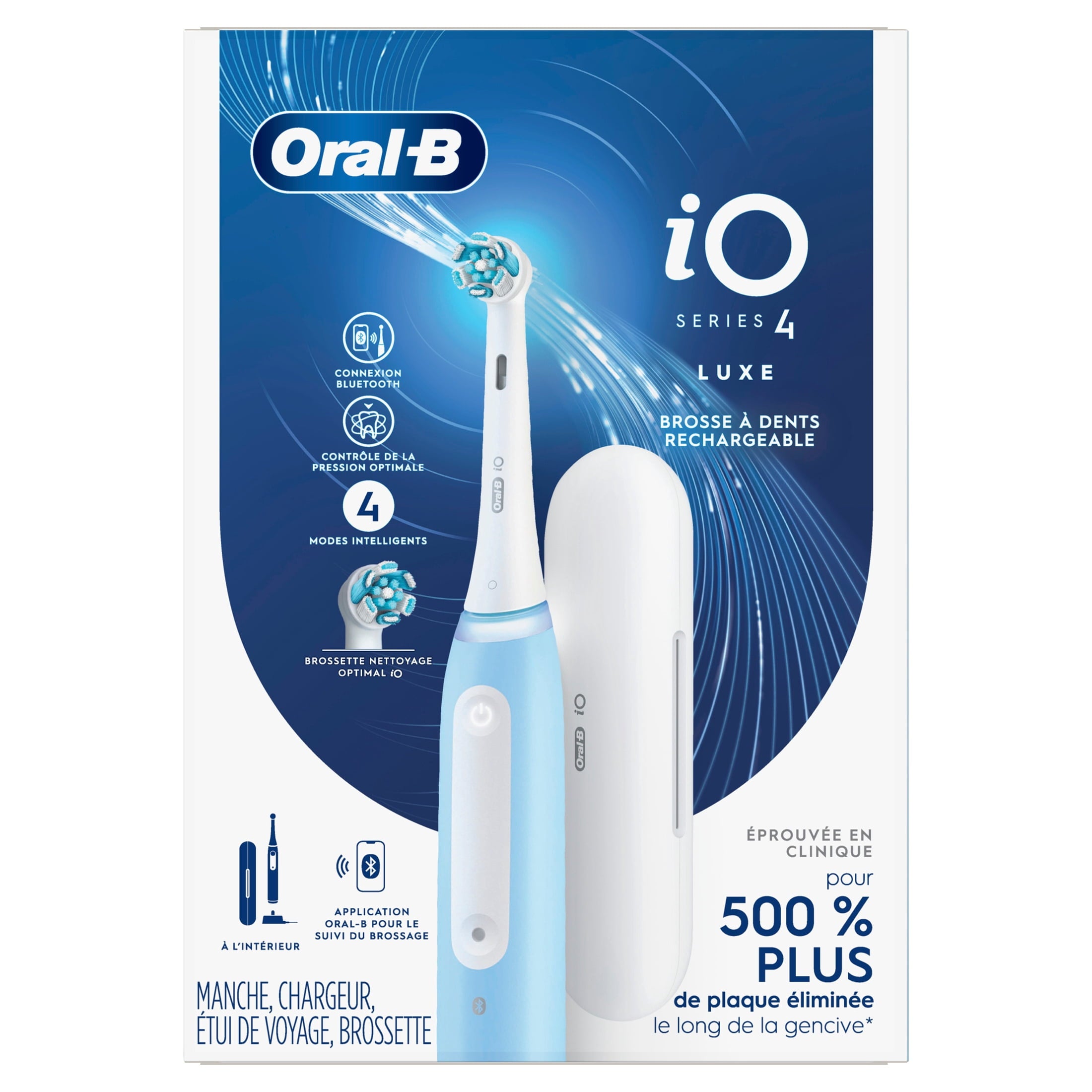 ‑B Toothbrush, iO Series 4 Rechargeable Electric Toothbrush for &amp; Kids 3+, Icy Blue, Compact Head
