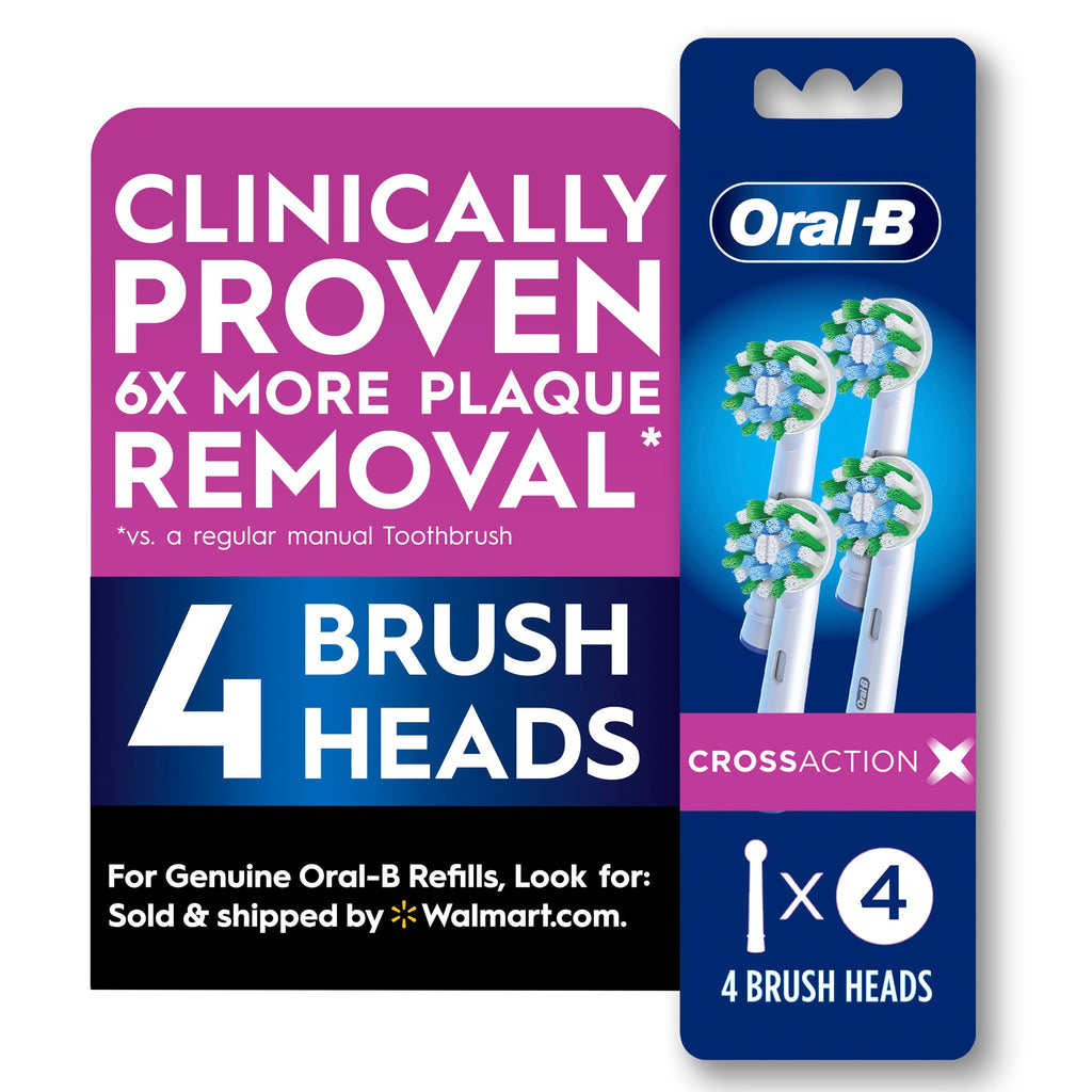 Toothbrush Heads, CrossActionX X-Filament Replacement Brush Heads, 4 Count