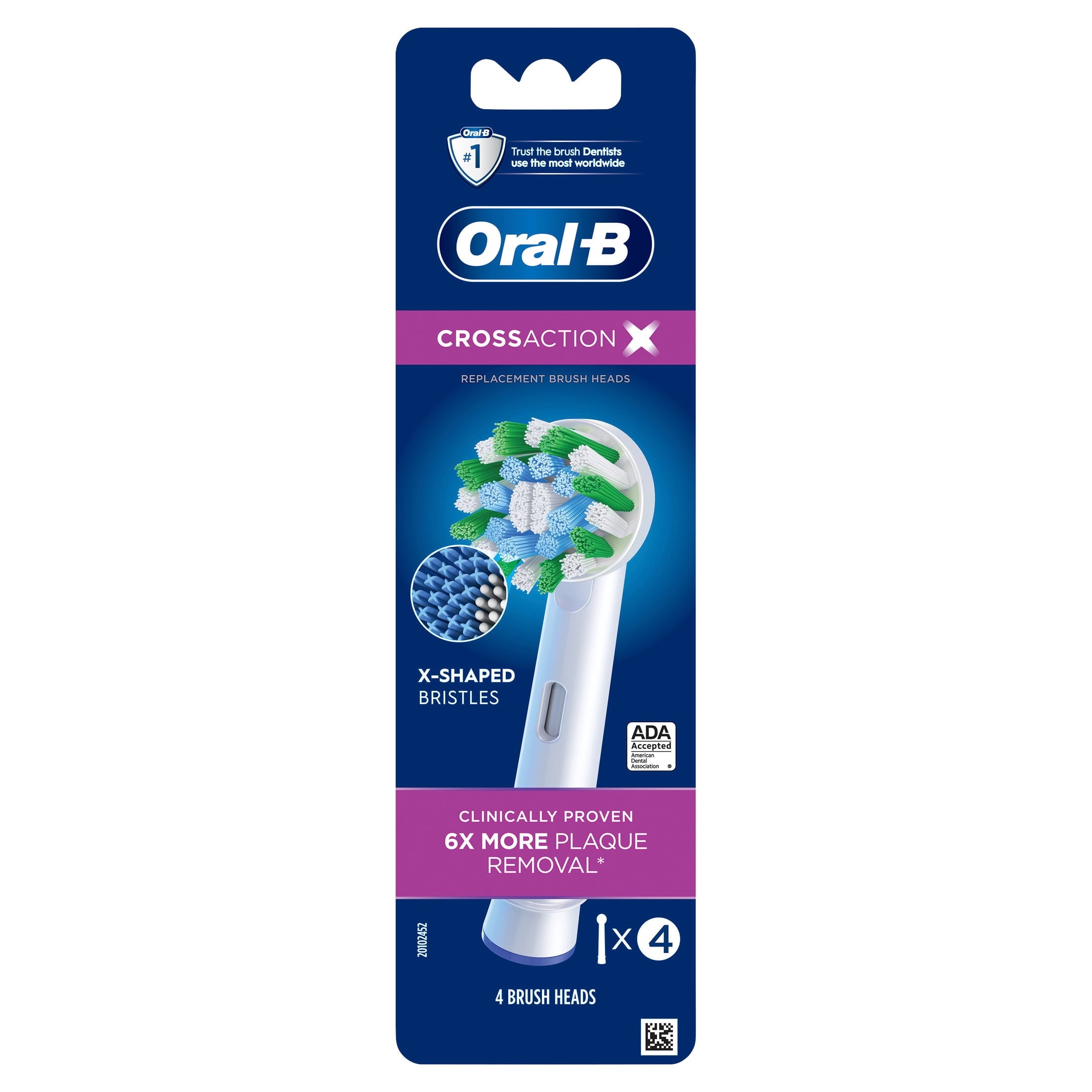 Toothbrush Heads, CrossActionX X-Filament Replacement Brush Heads, 4 Count