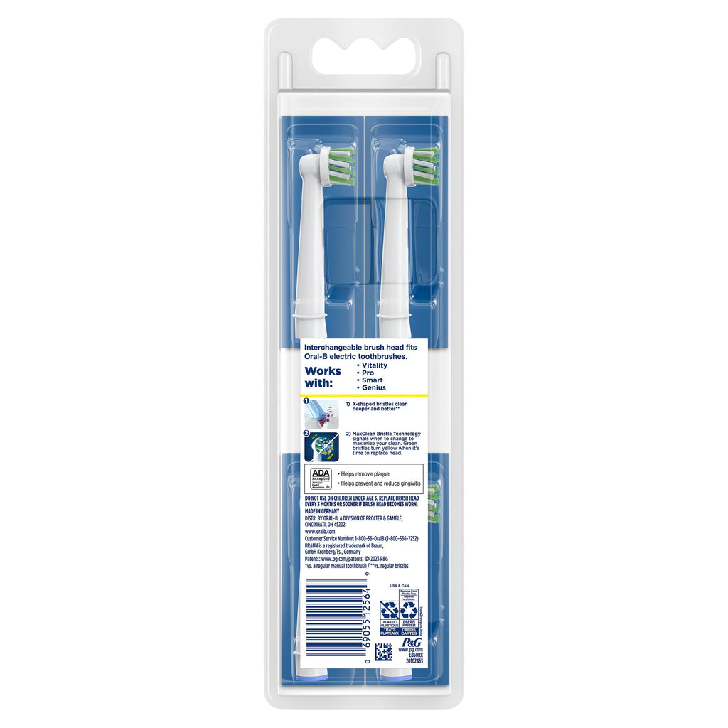 Toothbrush Heads, CrossActionX X-Filament Replacement Brush Heads, 4 Count