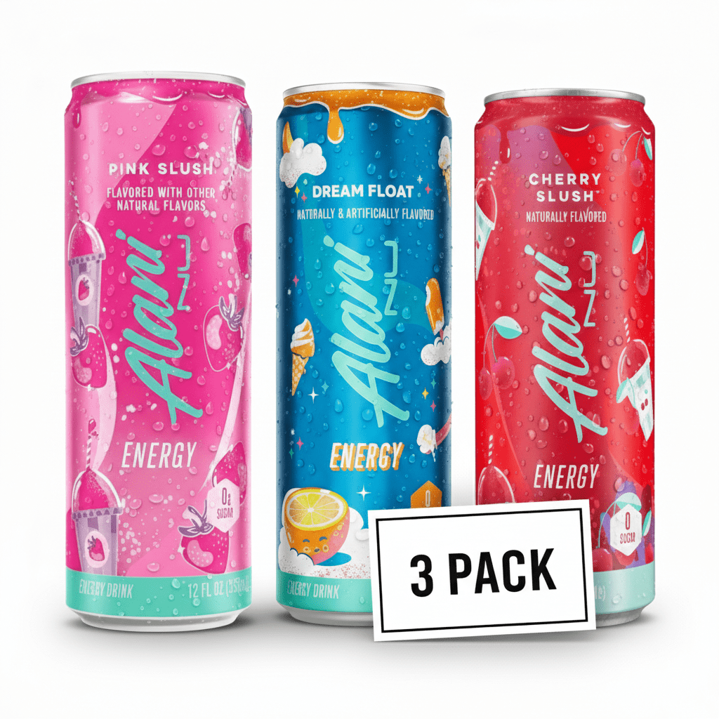 Energy Drink Variety Pack, 12 fl oz Cans (Pack of 3), Pink Slush, Dream Float &amp; Cherry Slush, Zero Sugar, 200mg Caffeine