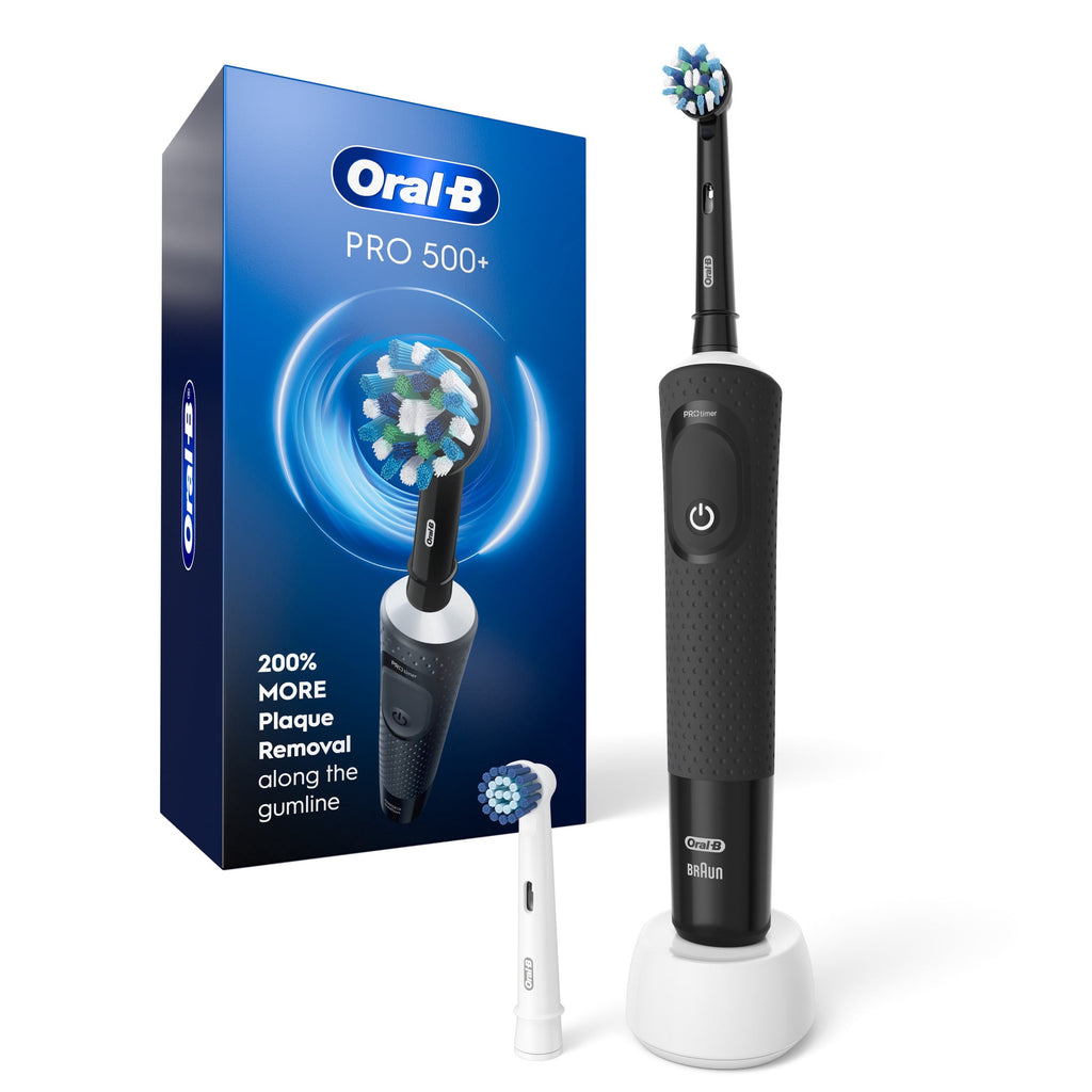 Toothbrush, Pro 500 + Electric Toothbrush with (2) Brush Heads, Rechargeable, Black