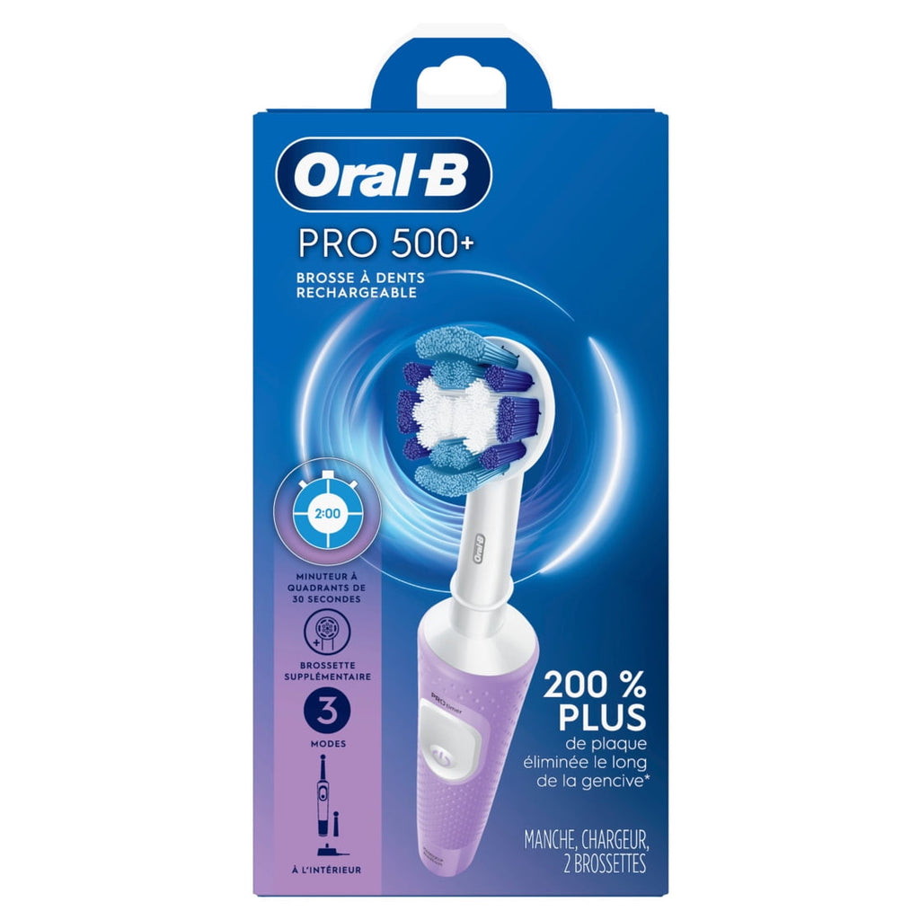 Toothbrush, Pro 500 + Electric Toothbrush with (2) Brush Heads, Rechargeable, Black