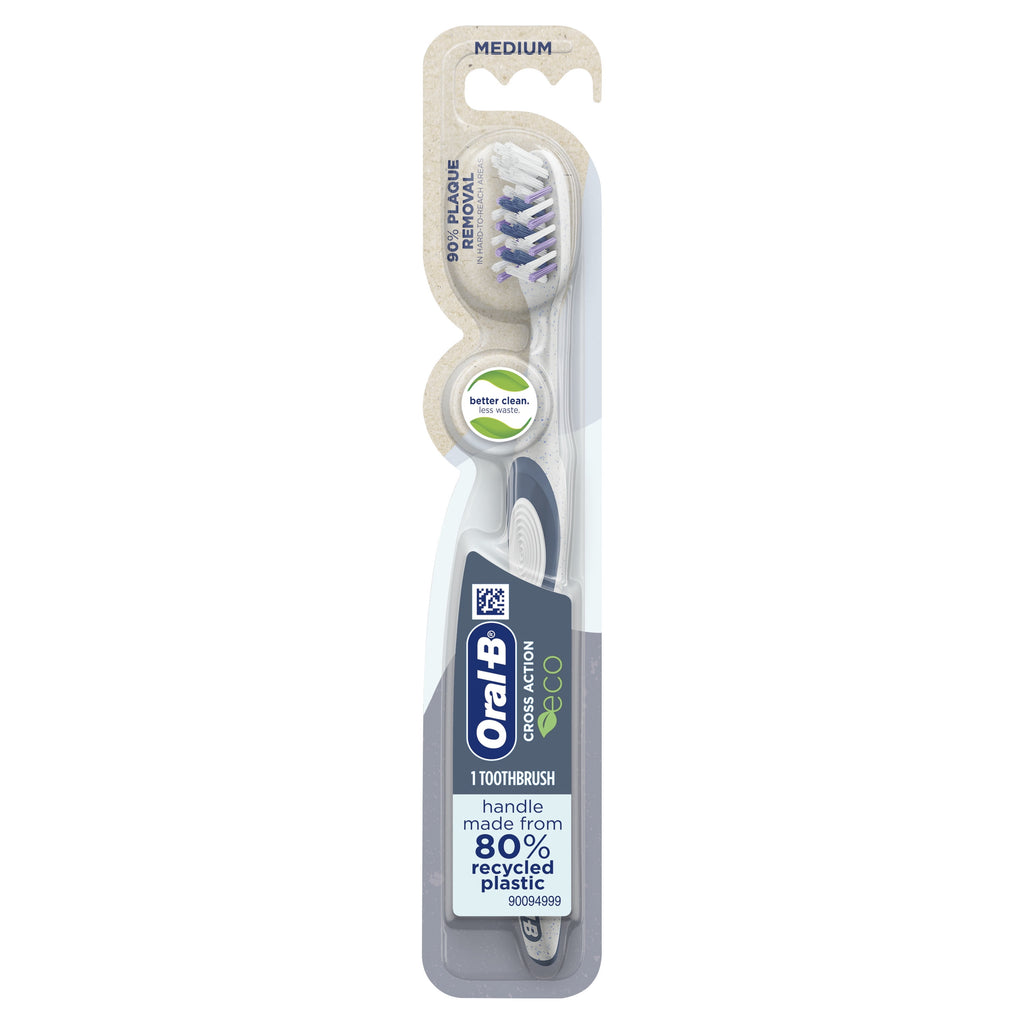CrossAction Eco Manual Toothbrush, Medium Bristles, 1 Count, for and Children 3+