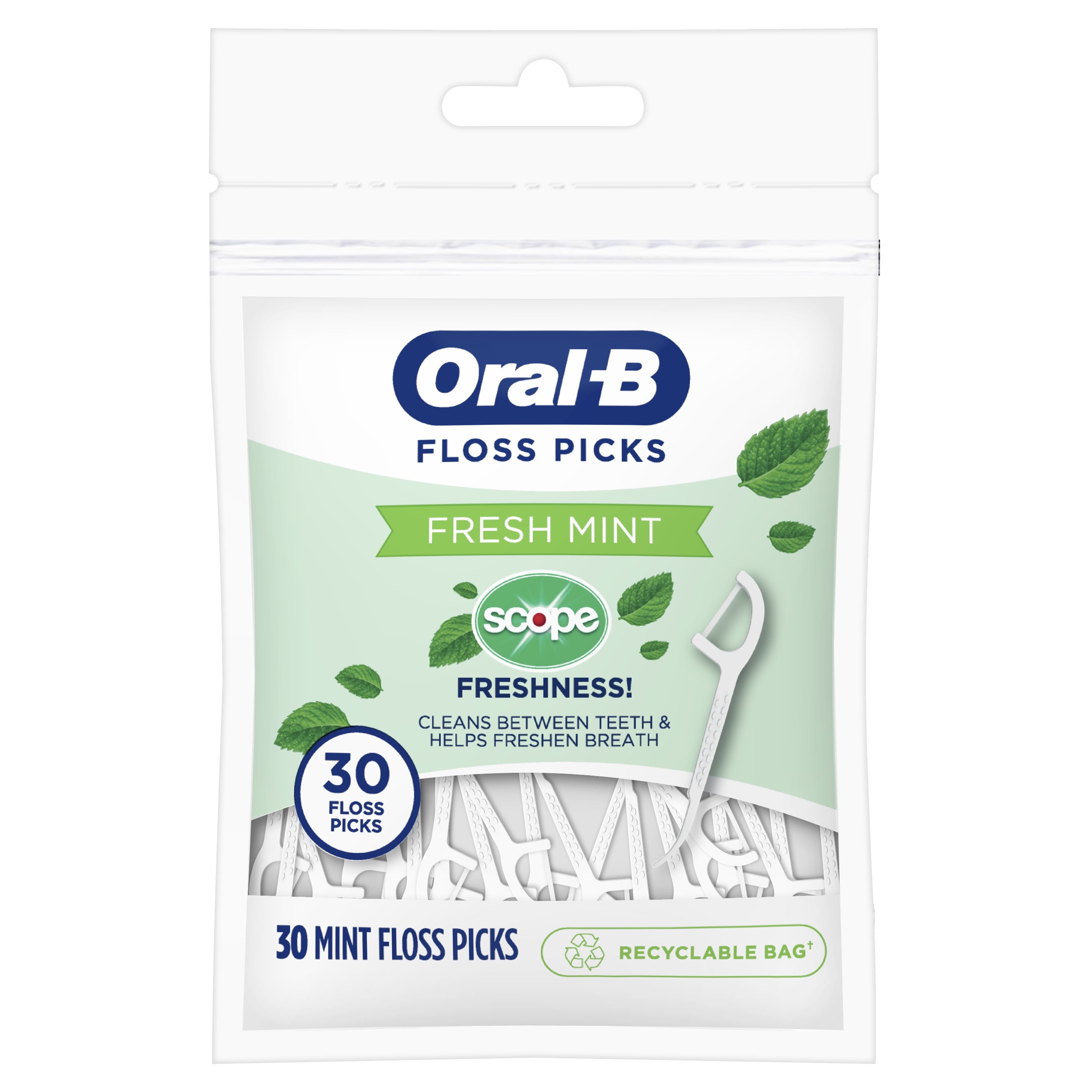 Burst of Scope Dental Floss Picks, Fresh Mint, 30 Count