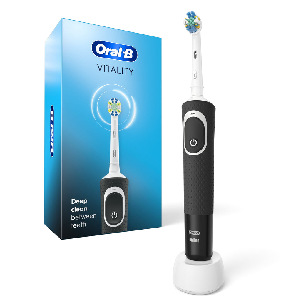 ‑B Floss, Vitality Floss Action Rechargeable Electric Toothbrush, Black, 1 Count, for Adults &amp; Kids 3+