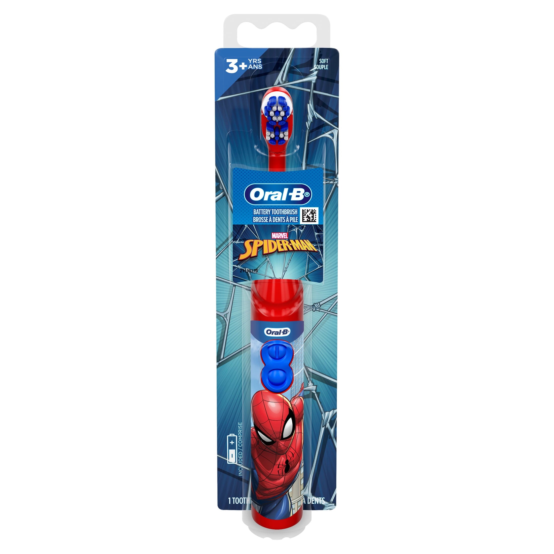 Kids Toothbrush, Battery Toothbrush featuring Spiderman, Soft Bristles, for Kids 3+