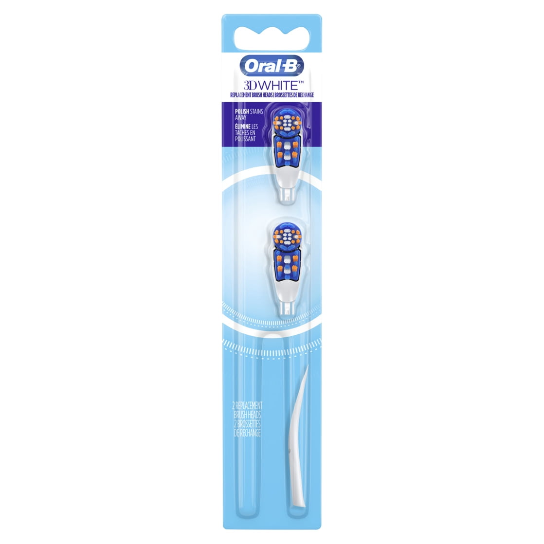 3D White Battery Power Toothbrush Replacement Heads, 2 Count