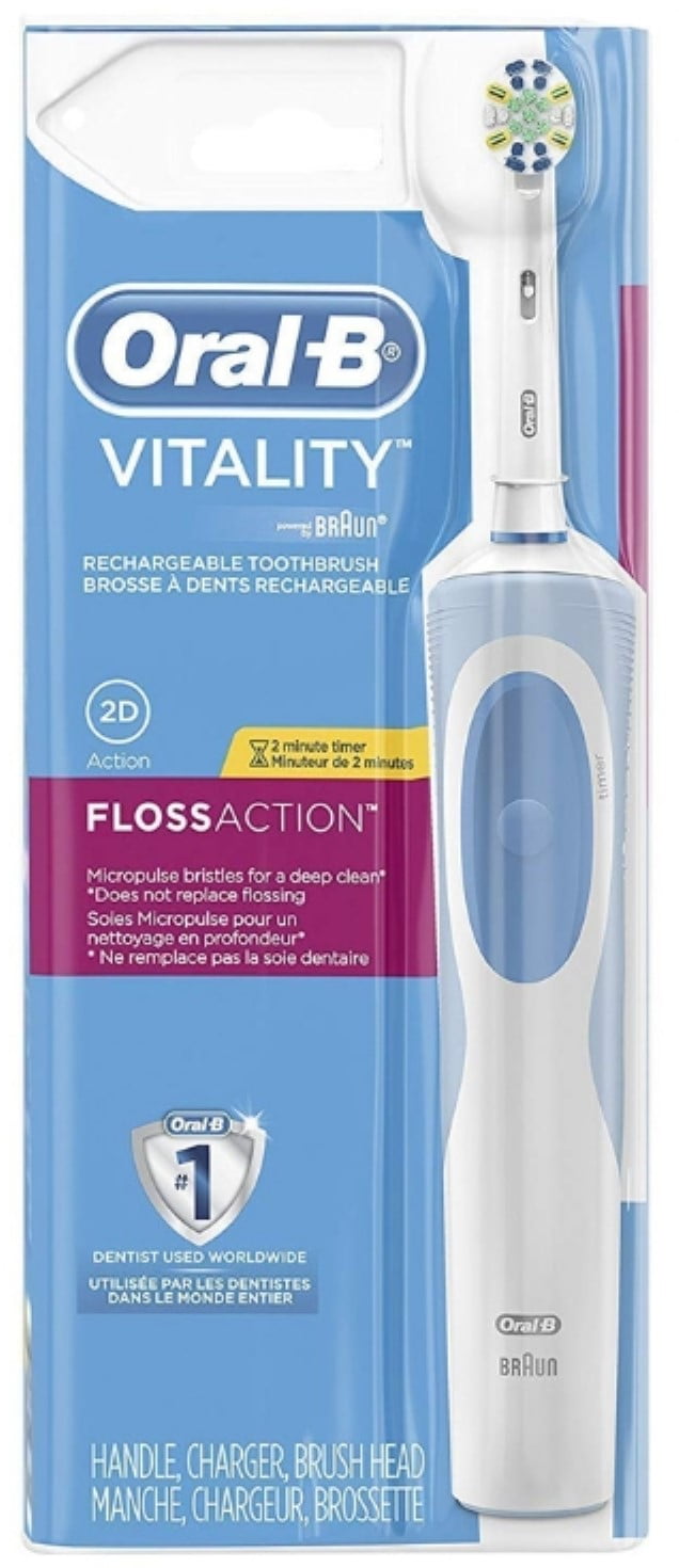 4 Pack -  Vitality FlossAction Rechargeable Battery Electric Toothbrush with Automatic Timer 1 ea