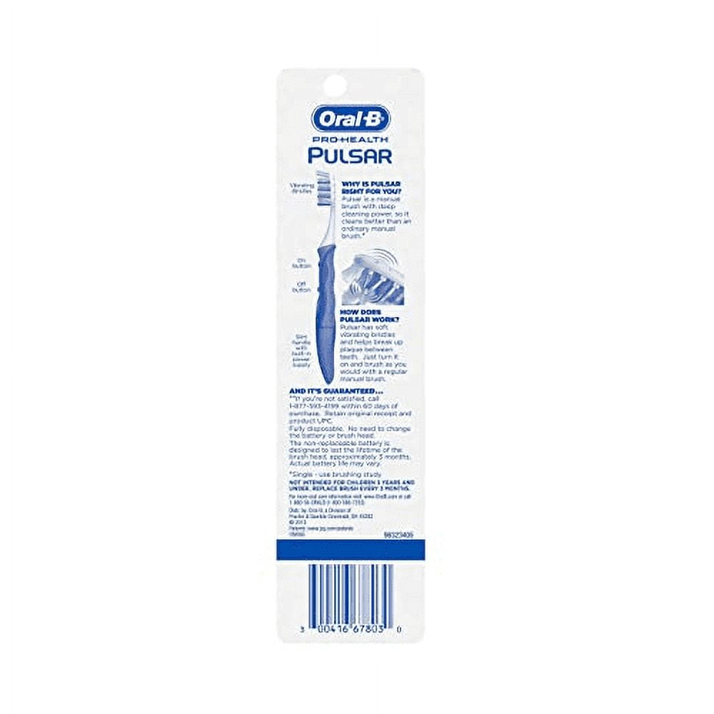 Pulsar Vibrating Bristles Soft Toothbrush Deeper Cleaner, 1ct 4 Pack
