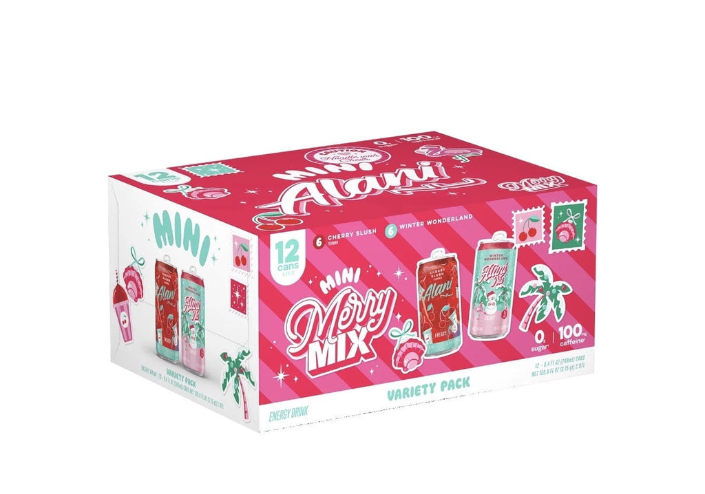 Sugar Free Energy Drink Mini, Variety Pack, Winter Wonderland, Cherry Slush, 8.4 fl oz, 12 Pack, Cans, 100mg Caffeine