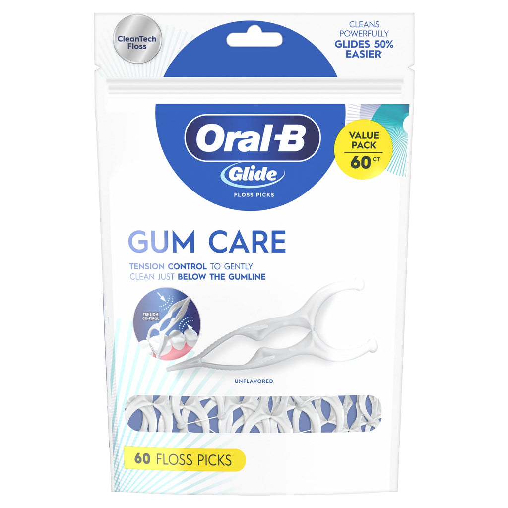 Floss, Glide Gum Care Dental Floss Picks, Good for Back Teeth, 60 Picks