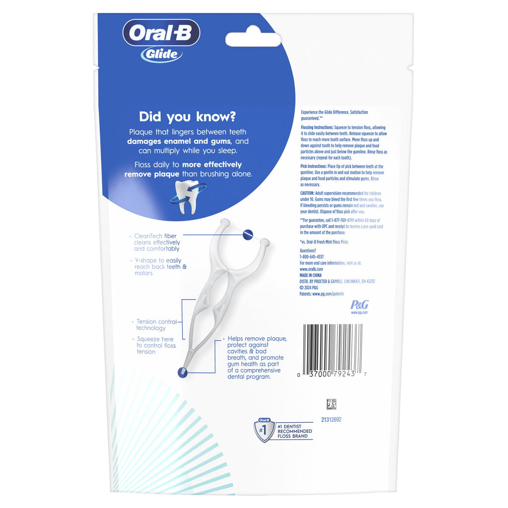 Floss, Glide Gum Care Dental Floss Picks, Good for Back Teeth, 60 Picks