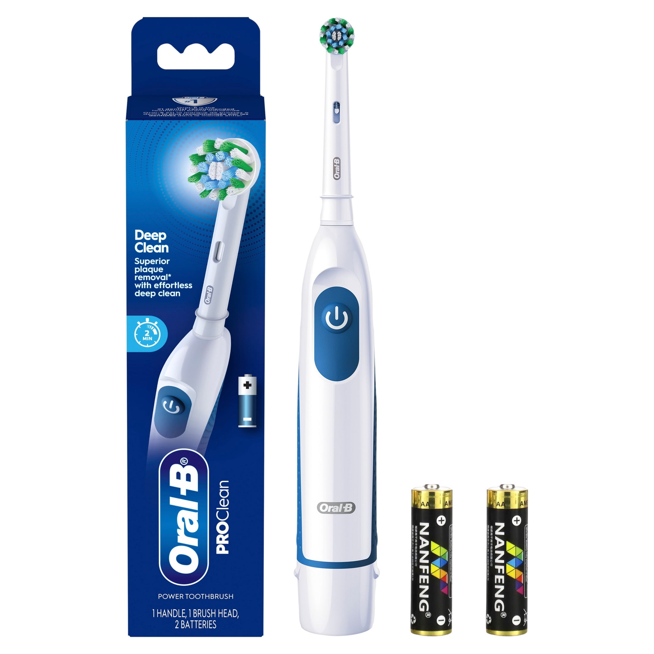 Toothbrush, Pro 100 Precision Clean, Battery Power Toothbrush, White