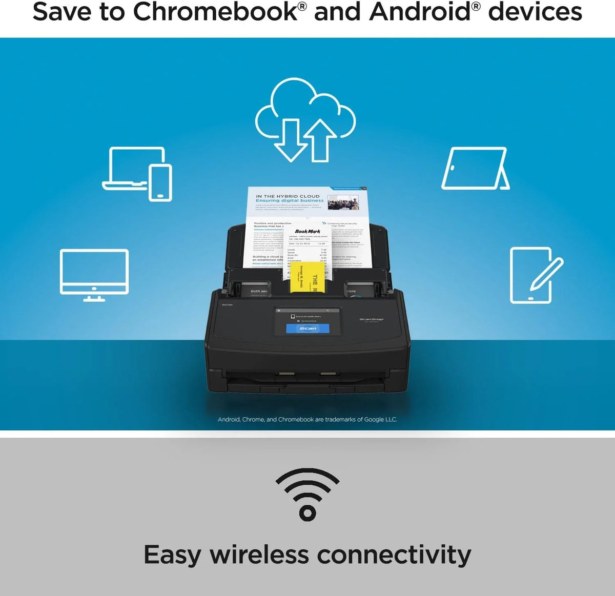 iX1600 Wireless or USB High-Speed Cloud Enabled Document, Photo & Receipt Scanner with Large Touchscreen and Auto Document Feeder for Mac or PC, 17 watts, Black