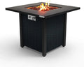 Propane fire pit table, 40,000 watt outdoor square gas fire pit, with lid, weather-resistant metal material, adjustable flame, rock melting set, highly suitable for use on decks, backyards and platforms (30 inches × 30 inches × 11 inches)